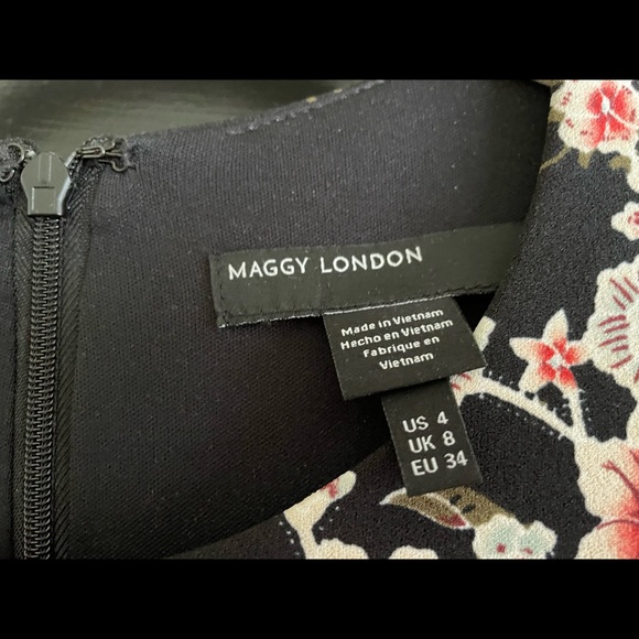 NWT maggie London sheath dress  fully lined. Keyhole neck ruffled sleeve size 4 - Picture 4 of 5